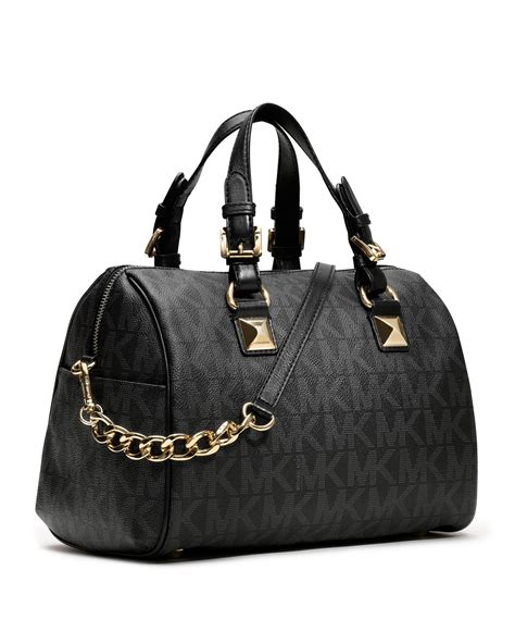 michael michael kors grayson medium monogram satchel black|Michael Kors large satchel bag.